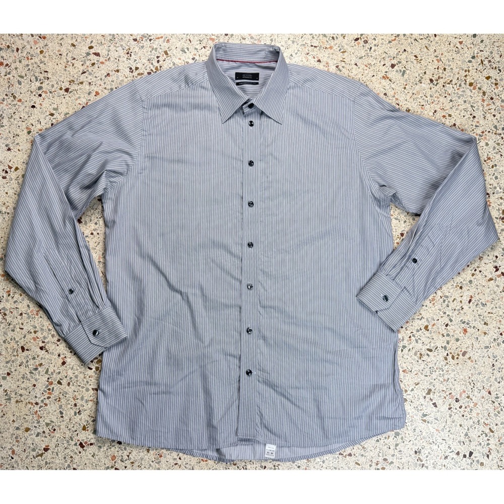 Eton Contemporary Fit Men's Button Up Striped Long Sleeve Dress Shirt Size 18-46